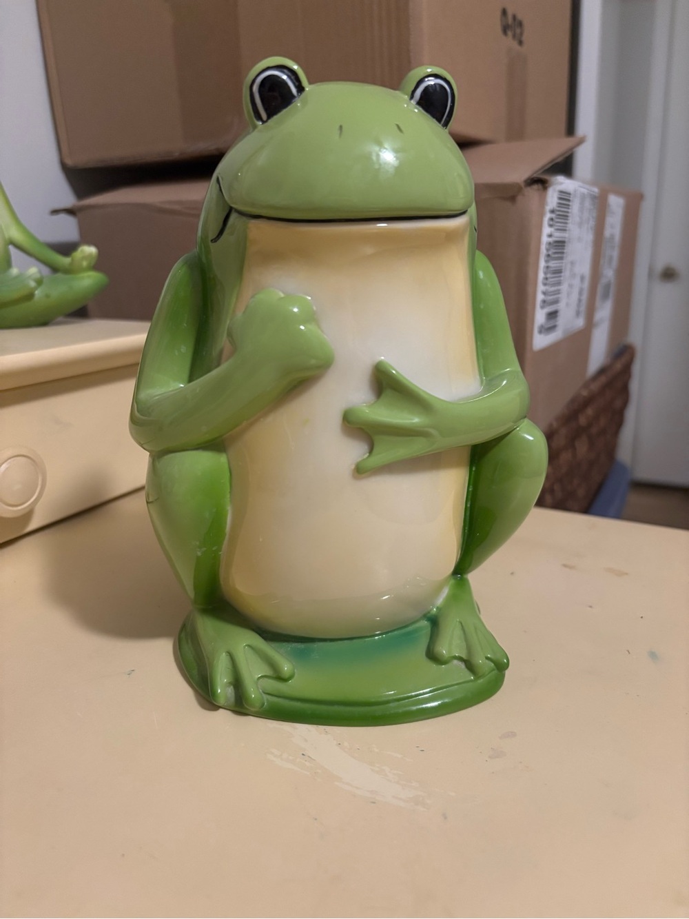 Green Frog Ceramic Decorative Accent - toilet brush holder